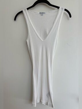 JAMES PERSE Sapina Cotton V Neck Long Ribbed Tank, Size 1, Like New Condition